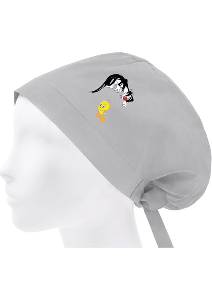 Tweety Temalı Bonesi Standart ve Büyük Boy Cerrahi Bone Doktor Hemşire Aşçı
