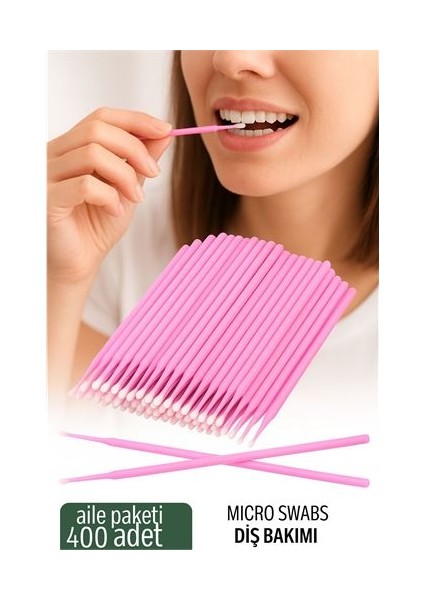 Modacar Micro Swab - Diş Bakım Çubuğu - 400 Adet Aile Paketi