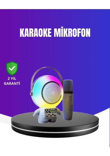 Rgb Işıklı Astronot Bluetooth Hoparlör Karaoke Mikrofonlu