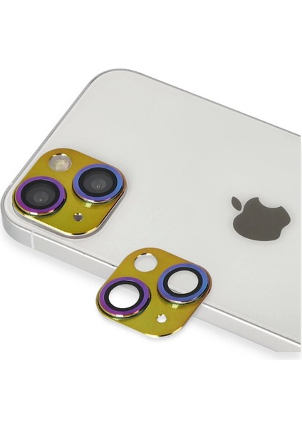 Bfs iPhone 13 Pers Alüminyum Kamera Lens - Rainbow