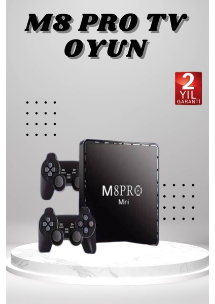 M8 Pro Mini 2.4g 10K Ultra Hd 64 GB Tv Box Android Tv Game Box 2 Adet Oyun Konsolu