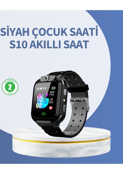 S10 Siyah Akıllı Çocuk Saati Anlık Konum Takibi ve Rota Geçmişi