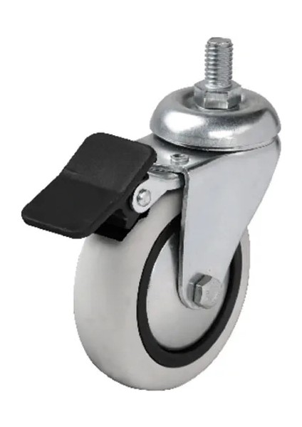 354 - 75X25 mm Pvc Makaralı Vidalı Frenli Teker 4 Adet ( Lisinya )