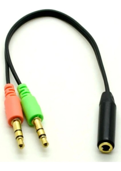 Kulaklık Mikrofon 3.5mm Çevirici Ayırıcı Gold Switch Splitter 2 Erkek 1 Dişi