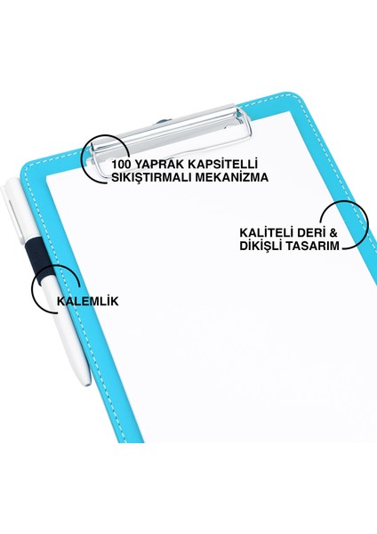 Sekreterlik,a5 Küçük Boy,kapaksız,a5 Clipboard Vegan Suni DERI,17,5X24,5 Cm.,turkuaz fiyatları