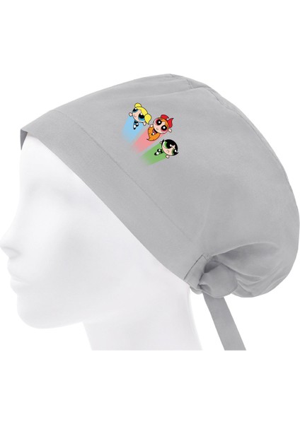 Powerpuff Girls Temalı Bonesi Standart ve Büyük Boy Cerrahi Bone Doktor Hemşire Aşçı