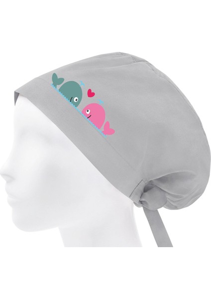 Sevgili Balina Temalı Bonesi Standart ve Büyük Boy Cerrahi Bone Doktor Hemşire Aşçı