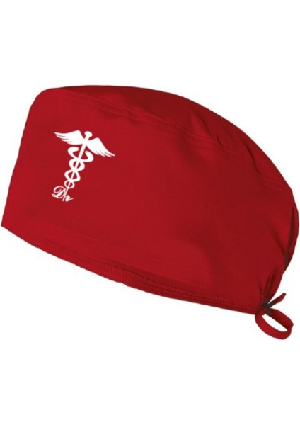 Store Doktor Sembollü Kırmızı Cerrahi Bone Hemşire Doktor Bonesi