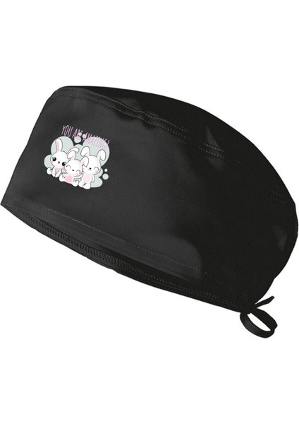 Sevimli Tavşan Temalı Bonesi Standart ve Büyük Boy Cerrahi Bone Doktor Hemşire Şef Aşçı Bonesi