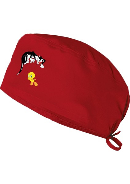 Tweety Temalı Bonesi Standart ve Büyük Boy Cerrahi Bone Doktor Hemşire Aşçı