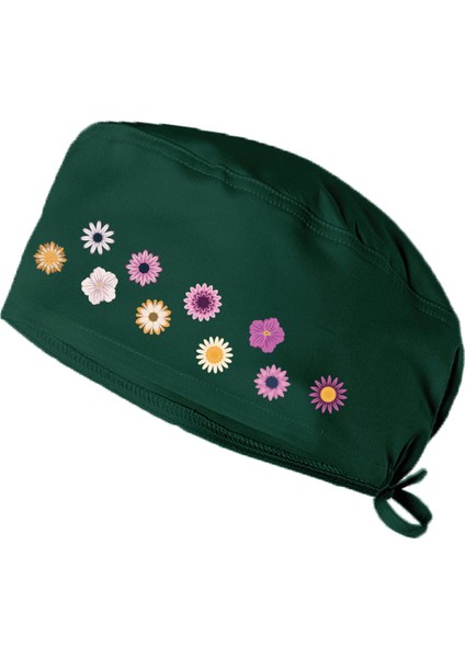 Flowers Temalı Bonesi Standart ve Büyük Boy Cerrahi Bone Doktor Hemşire Şef Aşçı Bonesi