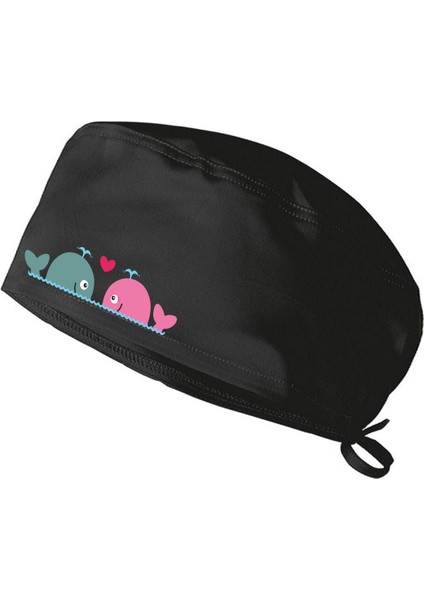 Sevgili Balina Temalı Bonesi Standart ve Büyük Boy Cerrahi Bone Doktor Hemşire Aşçı