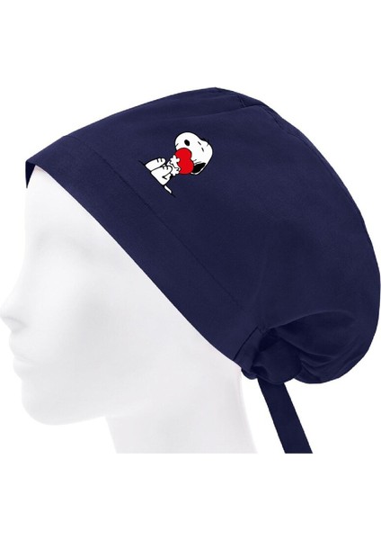 Tesettür Bone Snoopy Kalpli Doktor Hemşire Hastane Aşçı Cerrahi Bone | Geniş Kalıp