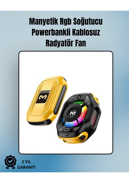 Rgb Işıklı Girdap Fanlı Mobil Soğutucu | Manyetik Montaj | Type-C Girişli
