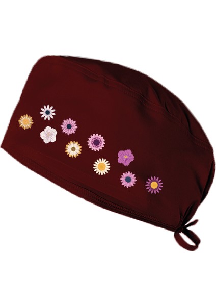 Flowers Temalı Bonesi Standart ve Büyük Boy Cerrahi Bone Doktor Hemşire Şef Aşçı Bonesi