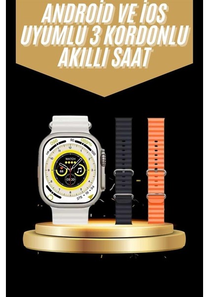 Yeni Nesil 3 Kordonlu Kol Saati 49 mm Amoled Ekran Akıllı Saat fiyatları