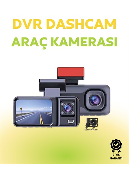 1080P Ön, 720P Arka ve Iç Kamera ile %100 Kapsama – Gece Görüşlü Araç Kamerası