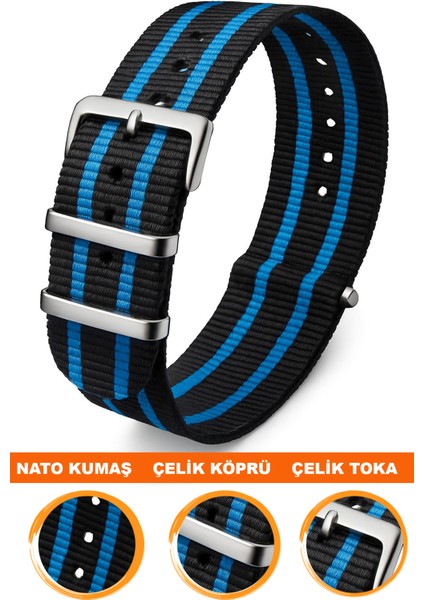 18MM-20MM-22MM-27MM Saatlerle Uyumlu Nato Kumaş Tekstil Saat Kordonu Kayışı Nato-Model-27