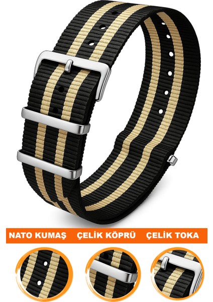 18MM-20MM-22MM-33MM Saatlerle Uyumlu Nato Kumaş Tekstil Saat Kordonu Kayışı Nato-Model-33
