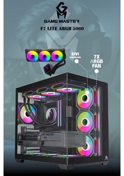 F7 Lite Argb RTX5060 R7 5700X Cpu 32GB Ram 1tb M.2 RTX5060 Argb Sıvı Soğutuculu Gaming Pc fiyatları