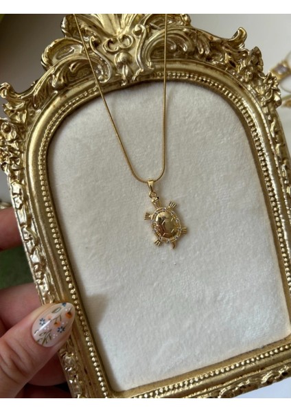 Kaplumbağa Modeli Çelik Gold Kolye modelleri
