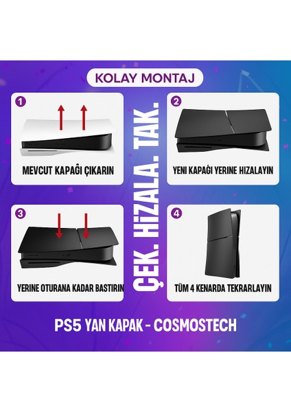 Ps5 Slim Faceplate Kapak Seti – Disc CD & Digital Edition Uyumlu Ön/arka Kasa Değişim Cover Case Siyah indirimleri