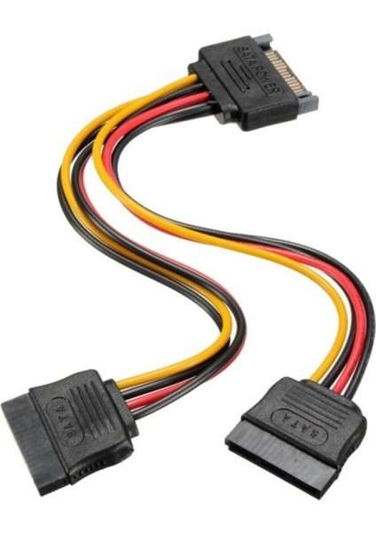 18 Awg Sata Çoklayıcı 15 Pin 1 Erkek 2 Dişi 2 Port Çoklayıcı Y Splitter HDD Bağlantı Kablosu