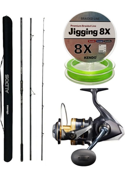 Yekoutdoor Profesyonel Olta Seti Okuma Alijos Surf 435 cm 100+250 gr 3 Parça&shimano Makina Spheros 8000 Sw A Hg