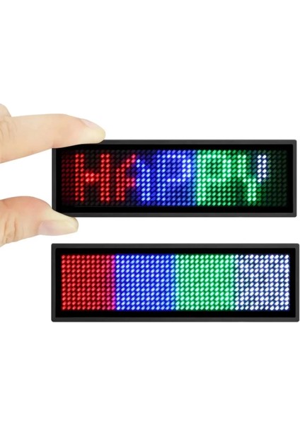 Matrix Kayan LED Yaka Rozeti Mobil Kontrollü Dijital Etiket 9×3cm ( Lisinya ) indirimleri