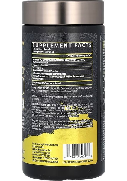 Lipo6 Intense Ultra Concentrate 60 Caps fiyatları