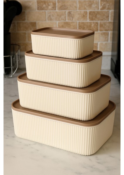 Multi 4'lü Saklama Kabı Kahvaltılık Bej - Krem