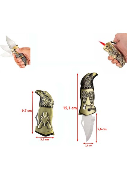 Kartal Başlı Fonksiyonlu Pürmüz Özellikli Çakmak Çakı Özellikli Kırmızı Alev Çakmak fiyatları