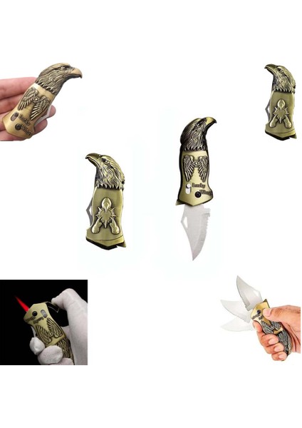 Kartal Başlı Fonksiyonlu Pürmüz Özellikli Çakmak Çakı Özellikli Kırmızı Alev Çakmak fırsatları