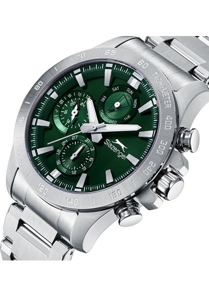 SL.09.2482.2.01 Erkek Kol Saati | 44 mm Yeşil Kadranlı Çelik Güç ve 10 Atm Dayanıklılık