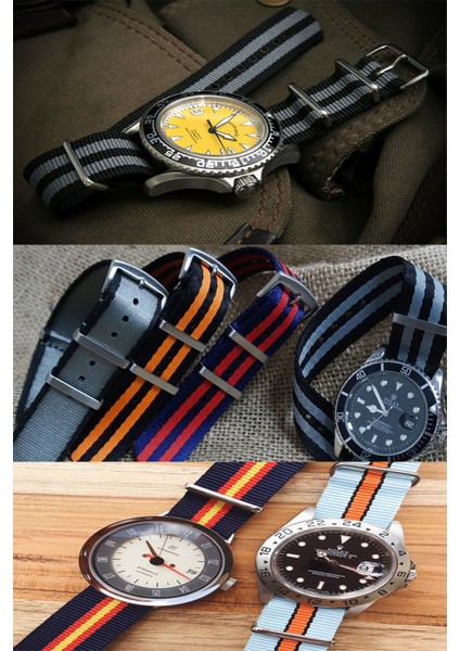 18MM-20MM-22MM-37MM Saatlerle Uyumlu Nato Kumaş Tekstil Saat Kordonu Kayışı Nato-Model-37 modelleri