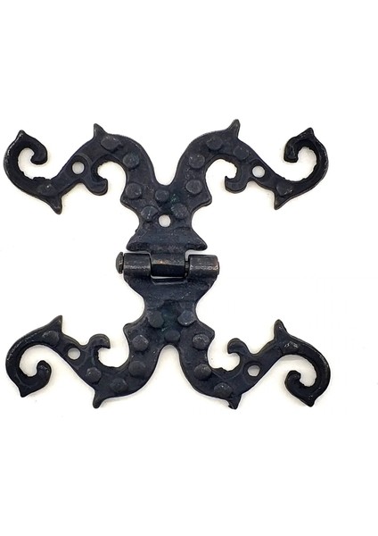 Antika Tarz Dekoratif Pirinç Süslü Menteşe - 100X90 Mm, Oksit ( Lisinya )