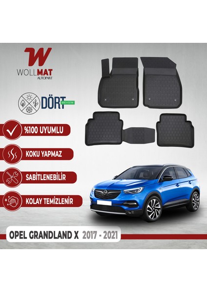 Opel Grandland Paspas 2017 2024 Arası Uyumlu 3D Havuzlu Paspas Seti