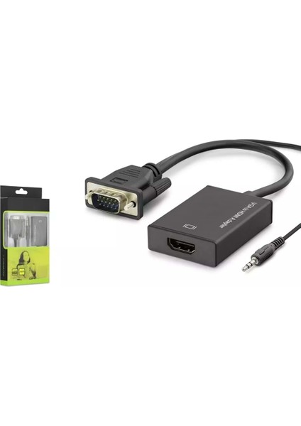 VGA To HDMI Dönüştürücü Çevirici Kablo Adaptör Görüntü Ses Destekli
