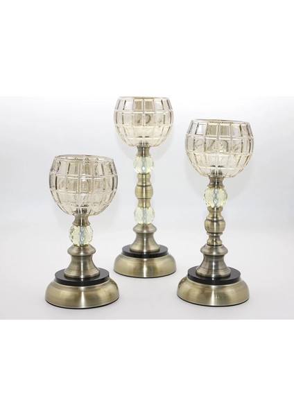 Cam 3'lü Şamdan ALK3176 ( Lisinya )