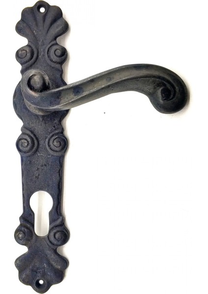 Antika Tarz Dekoratif Pirinç Okyanus Yale Kapı Kolu - 230X46 Mm, Oksit ( Lisinya )