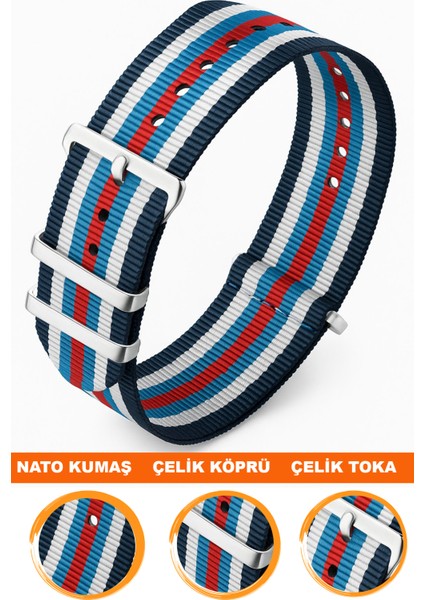18MM-20MM-22MM-40MM Saatlerle Uyumlu Nato Kumaş Tekstil Saat Kordonu Kayışı Nato-Model-40