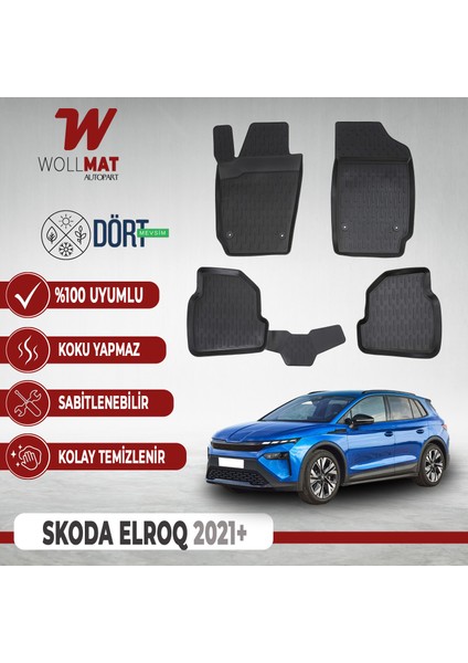Skoda Elroq Paspas 2021 Sonrası 3D Havuzlu Paspas Uyumlu Seti