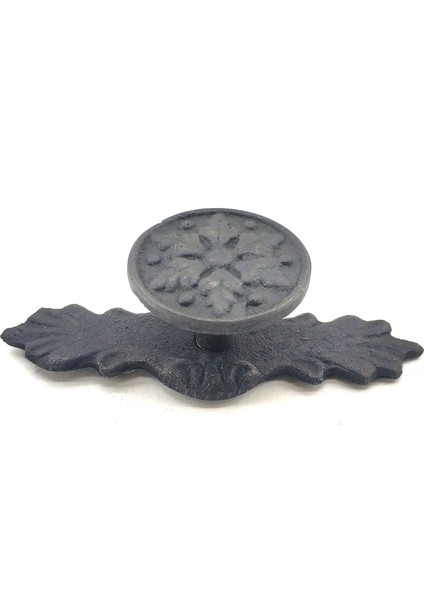 Antika Tarz Dekoratif Pirinç Çiçek Düğme - 27X70 Mm, Oksit ( Lisinya )