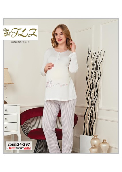24-297 Kadın Lohusa Uzun Kollu Pijama Takım