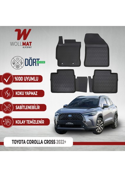 Toyota Corolla Cross Paspas 2022 Sonrası Uyumlu 3D Havuzlu Paspas Seti