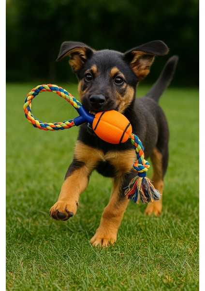 Dayanıklı Halatlı Top Köpek Oyuncağı – Çiğneme ve Getir-Götür Oyunları Için