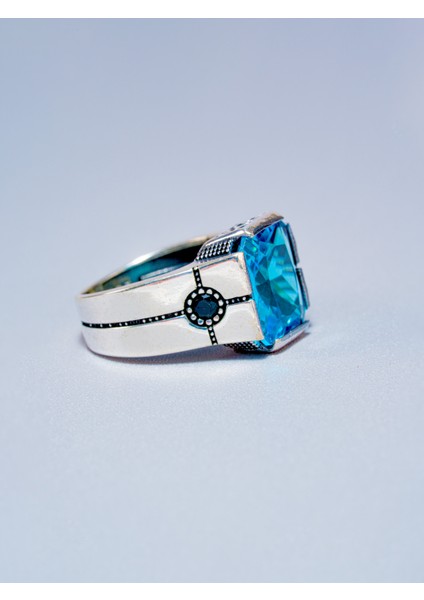 Parlak, Gösterişli Mavi Zirkon Taşlı El Yapımı 925 Ayar Gümüş Yüzük - Harika Hediye Seçeneği fiyatları