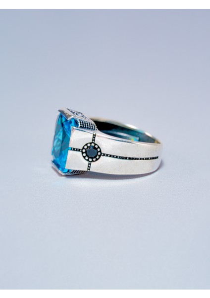 Parlak, Gösterişli Mavi Zirkon Taşlı El Yapımı 925 Ayar Gümüş Yüzük - Harika Hediye Seçeneği modelleri