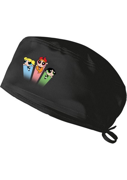 Powerpuff Girls Temalı Bonesi Standart ve Büyük Boy Cerrahi Bone Doktor Hemşire Aşçı