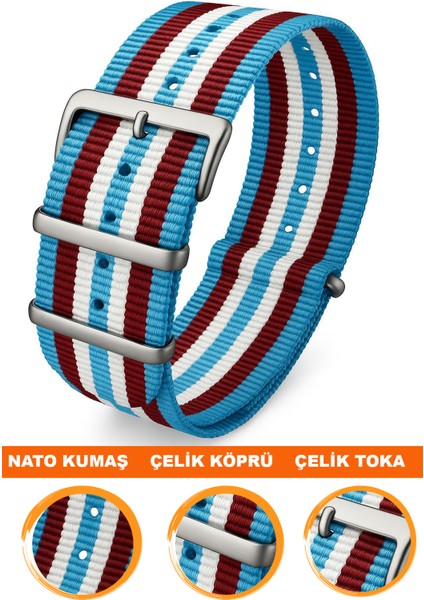 18MM-20MM-22MM-35MM Saatlerle Uyumlu Nato Kumaş Tekstil Saat Kordonu Kayışı Nato-Model-35
